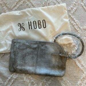 HOBO Metallic Gray Leather Wristlet Brand New with tags